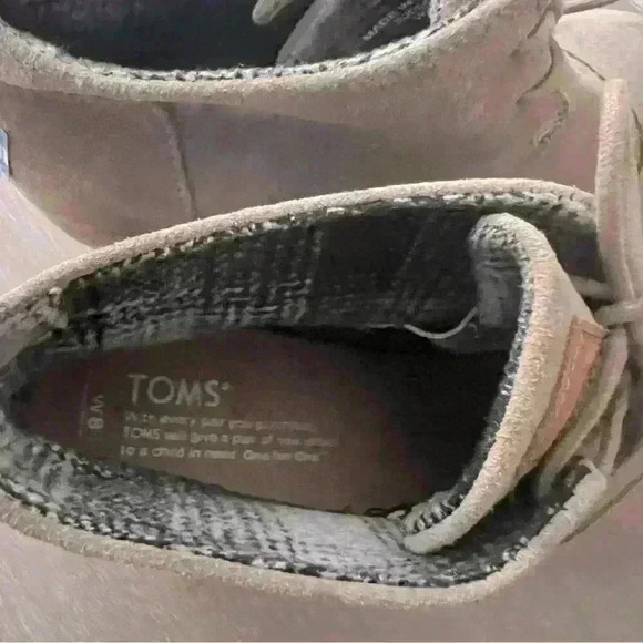 TOMS 8 WOMENS TAN WEDGE ANKLE BOOTIE Faux Suede Preppy Fall Hipster Girly Shoes - Picture 6 of 11